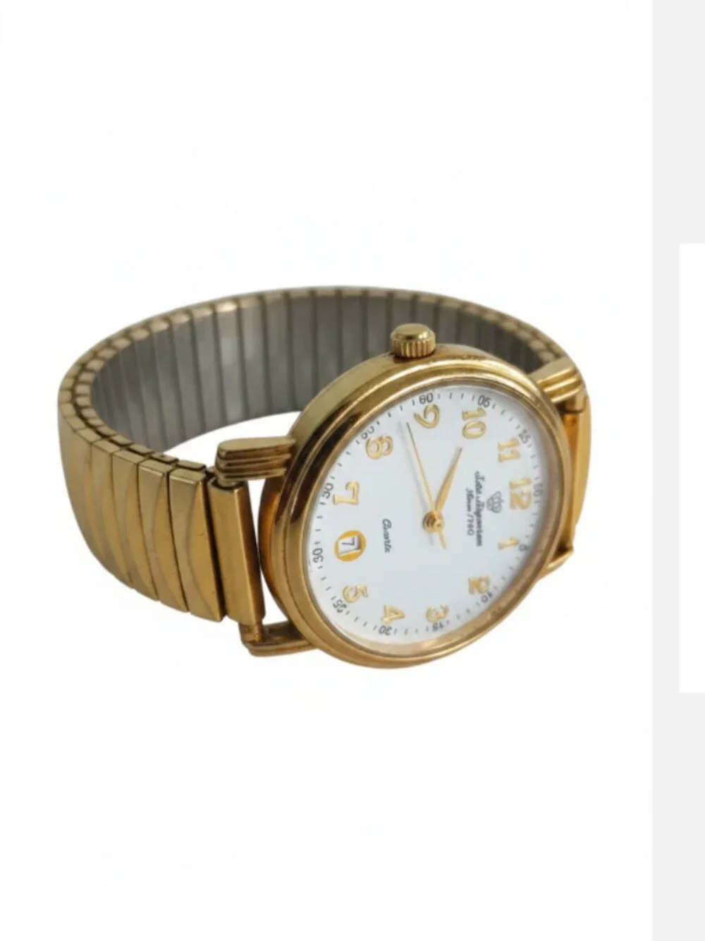 Jules Jurgensen Women's Gold Tone Quartz Watch 28mm Date Stretch Band Works